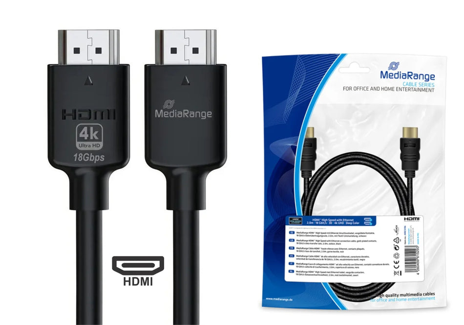 MEDIARANGE HDMI Cable High Speed 4K 2M - MRCS196