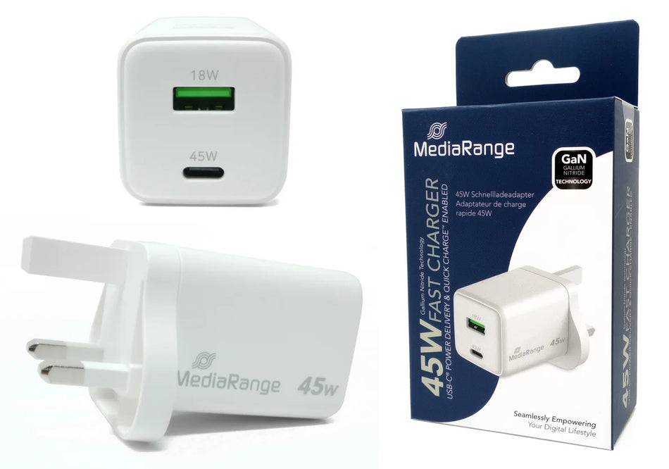MEDIARANGE Type C/USB-A Ταχυφορτιστής 45W MRMA113-UK