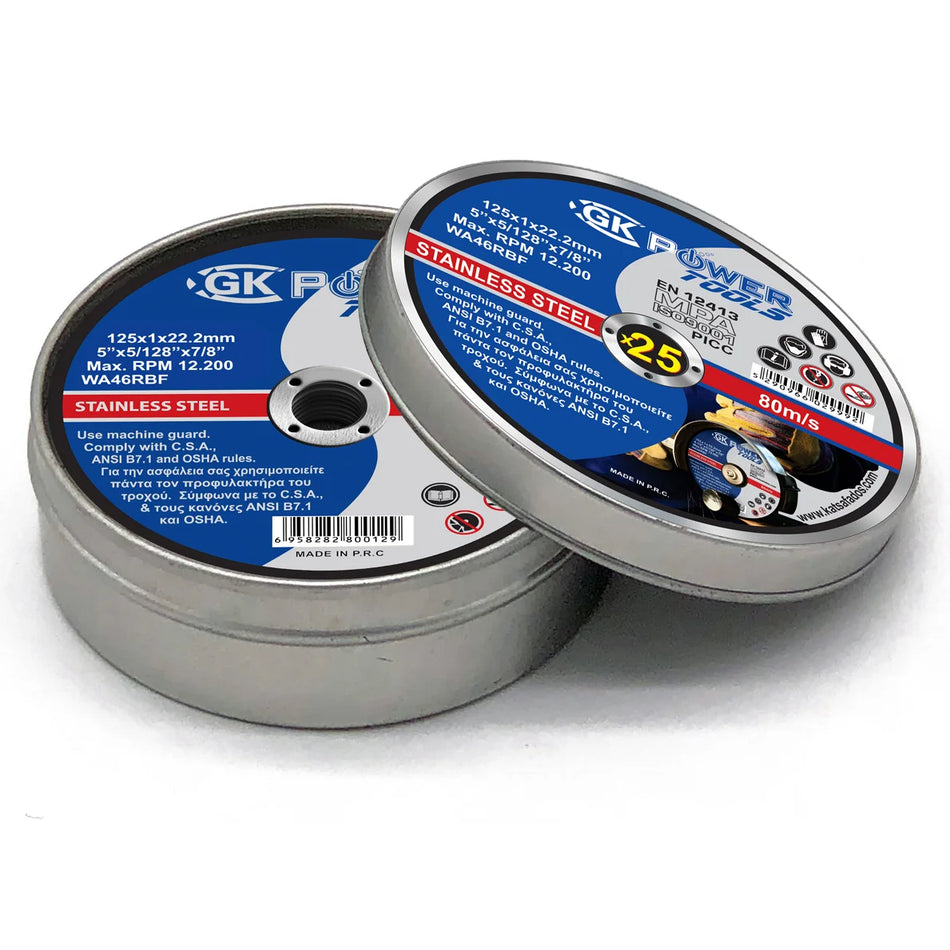 GK POWER Cutting Discs TIN 125x1x 22,2 for Stainless Steel - T41