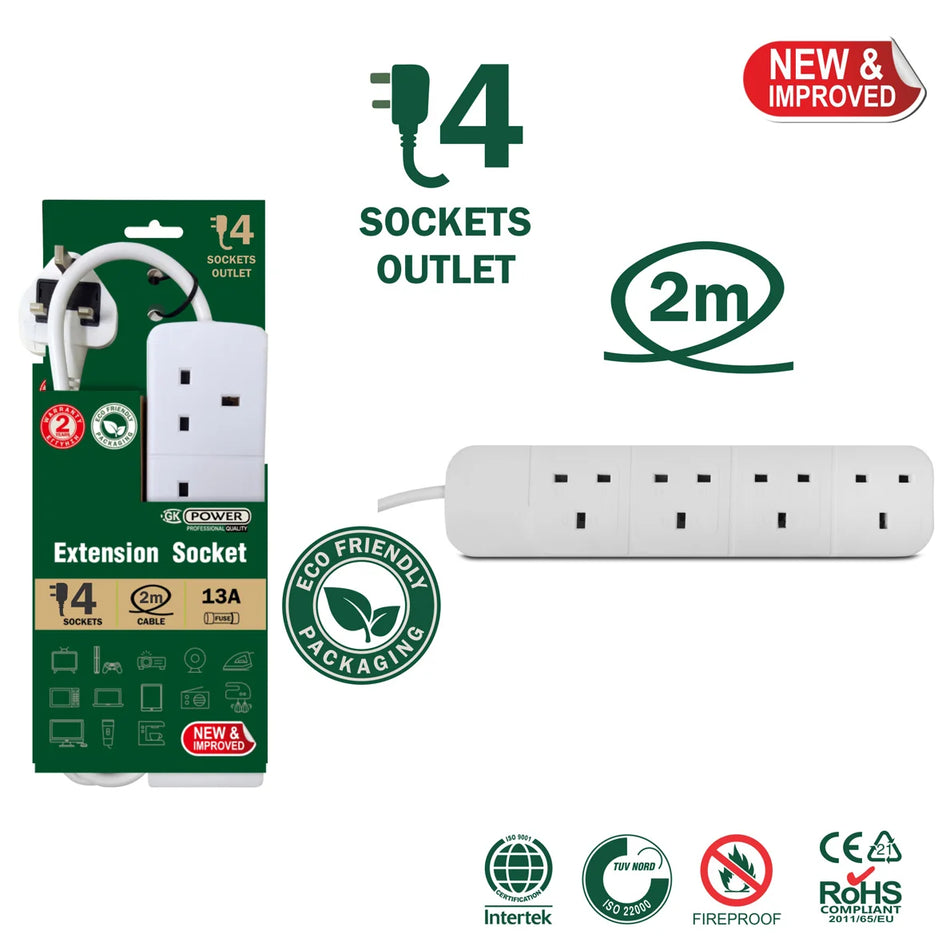 GK POWER - 4 Ways Extension without Switches Eco Packaging