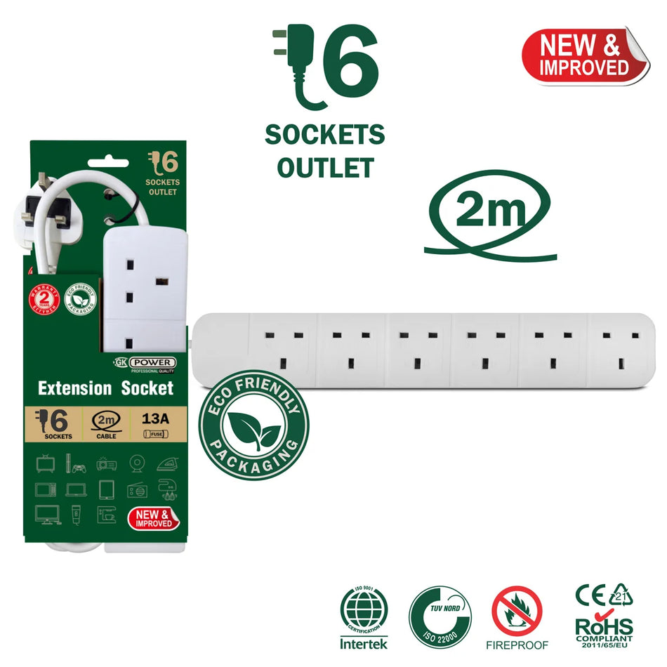 GK POWER - 6 Ways Extension without Switches Eco Packaging