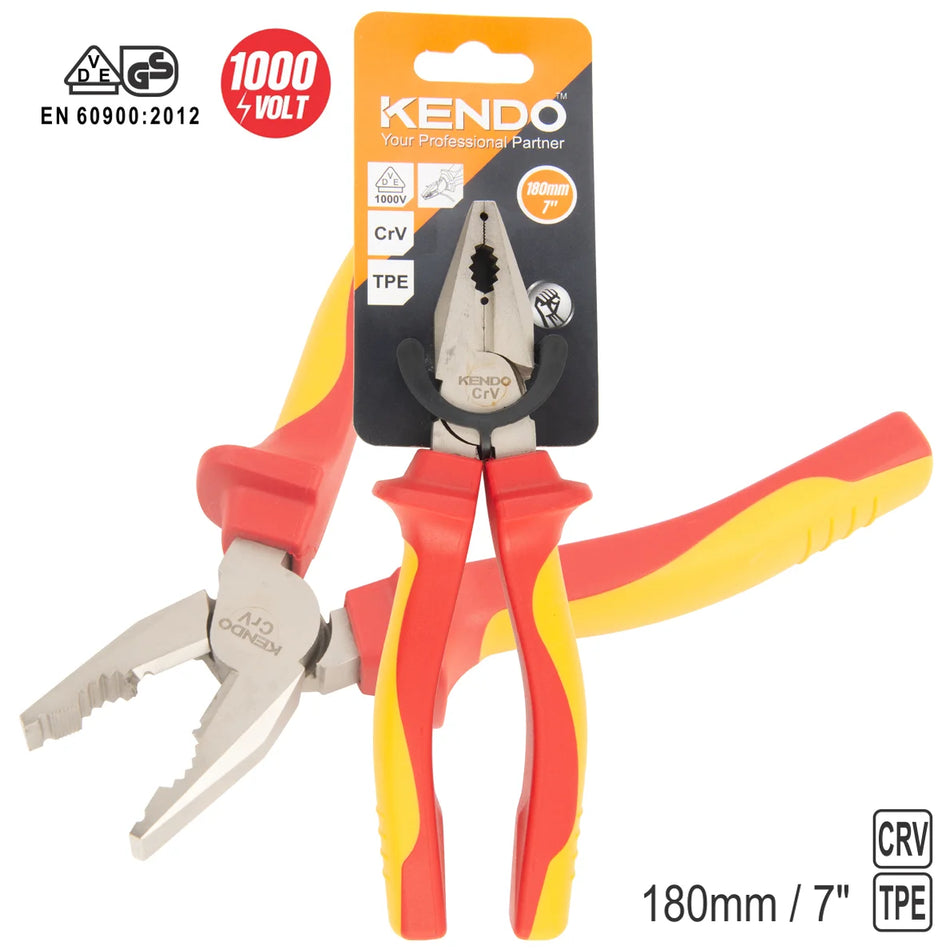KENDO 11002 VDE Combination Plier 180mm/7"