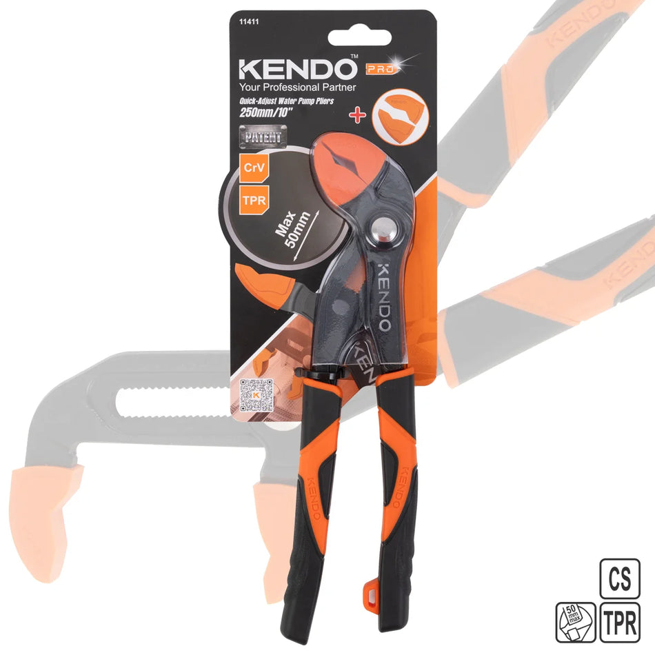 KENDO 11411 Quick-Adjust Water Pump Pliers 250mm