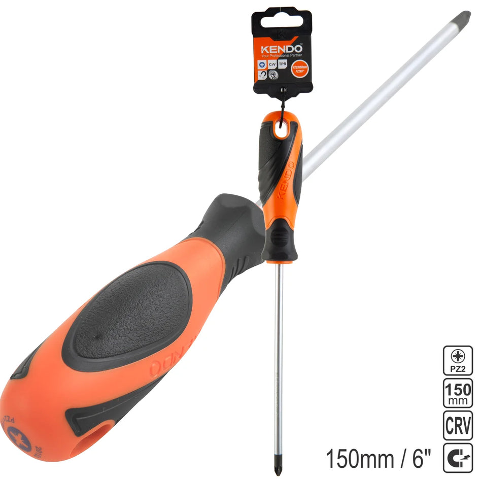 KENDO 20153 Pozidriv Screwdriver PZ2 × 150mm / 6"