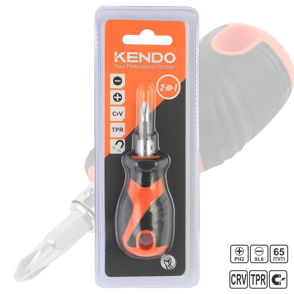 KENDO 20217 2 in 1 Stubby Screwdriver Set