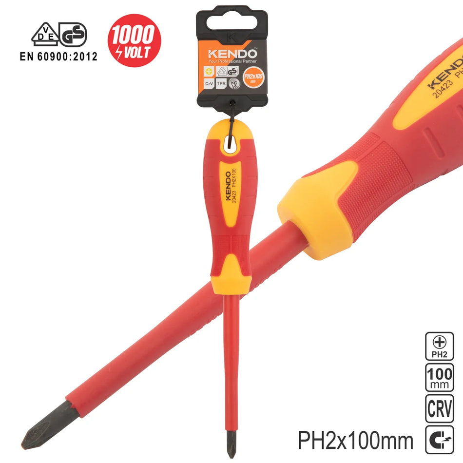 KENDO 20423 VDE Screwdriver, Phillips