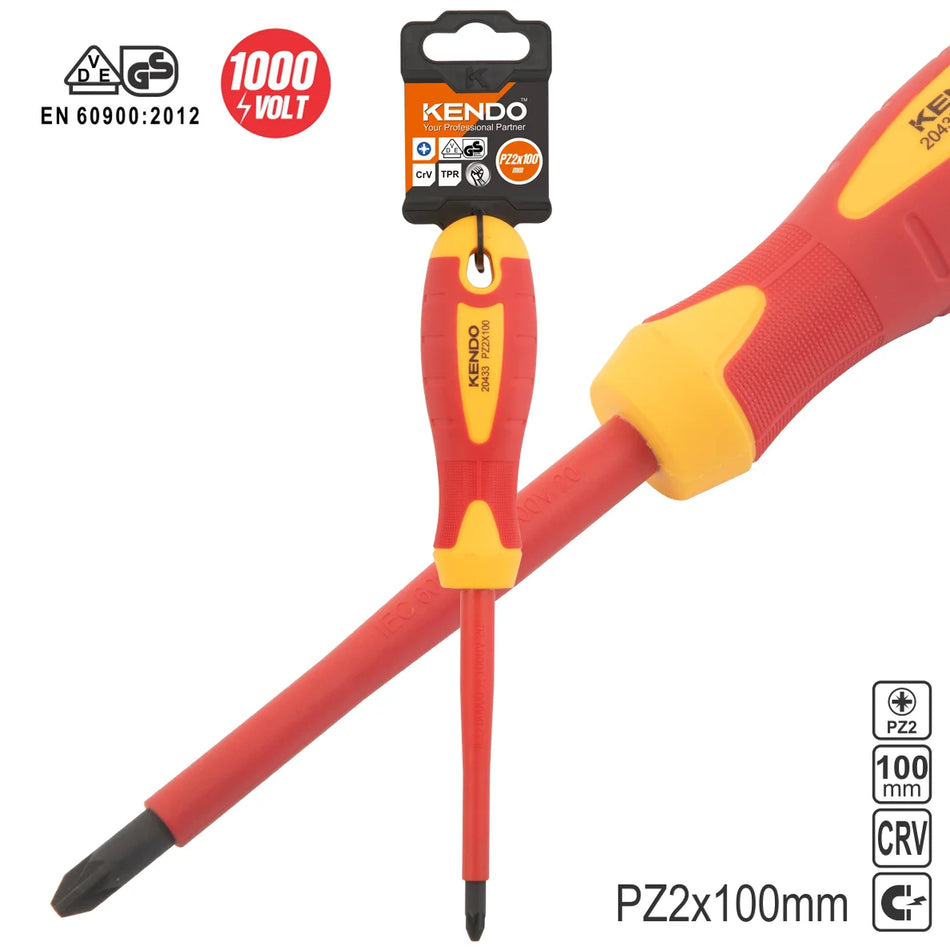 KENDO 20433 VDE Screwdriver,Pozidriv