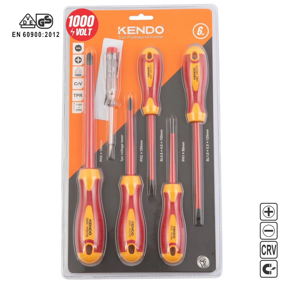 KENDO 20483 VDE Screwdriver Set 6pcs