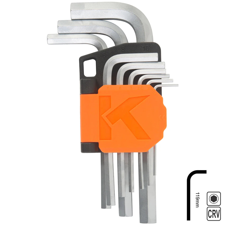 KENDO 20731 Standard Arm Hex Key Set 9pcs
