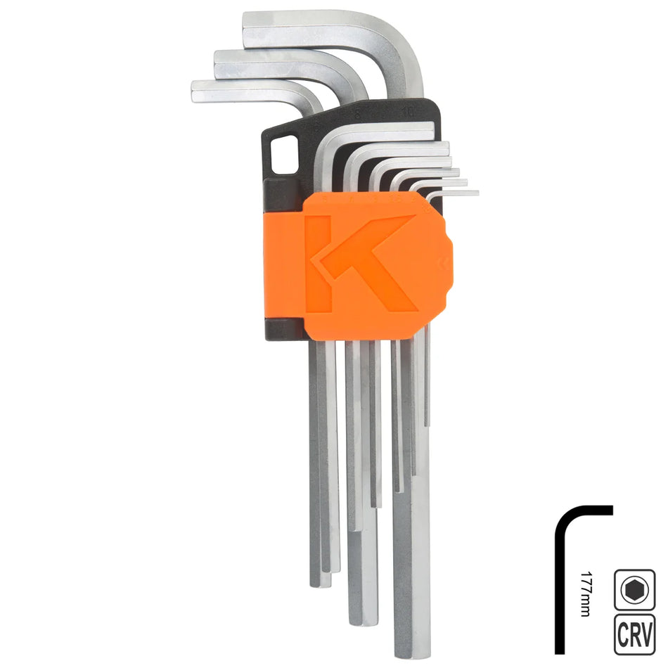 KENDO 20732 Long Arm Hex Key Set 9pcs