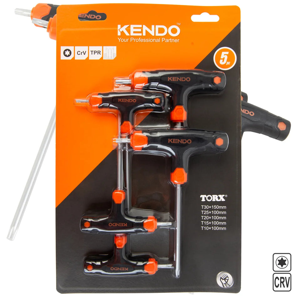KENDO 20780 T-Handle Torx Key Set 5pcs