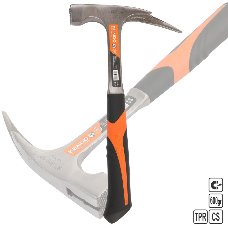 KENDO 25152 Roofing Hammer with Nail Slot 600g (Fiberglass Handle)