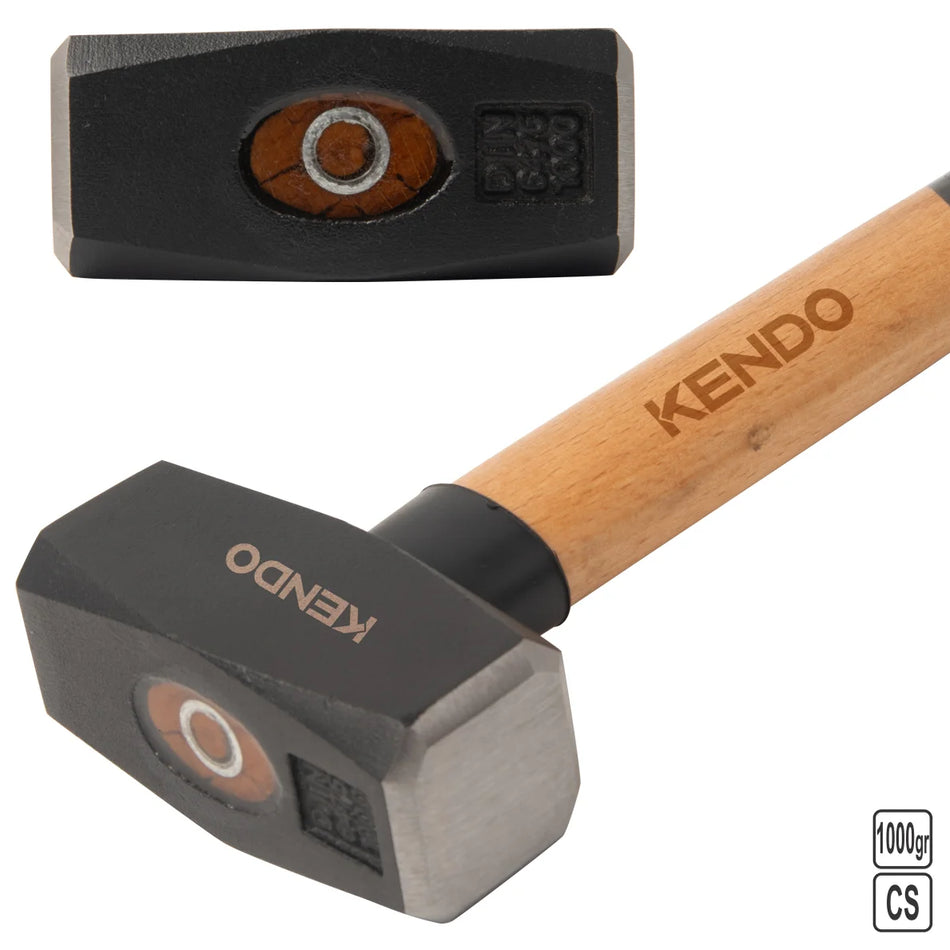 KENDO 25305 Stoning Hammer, Wood Handle 1000g