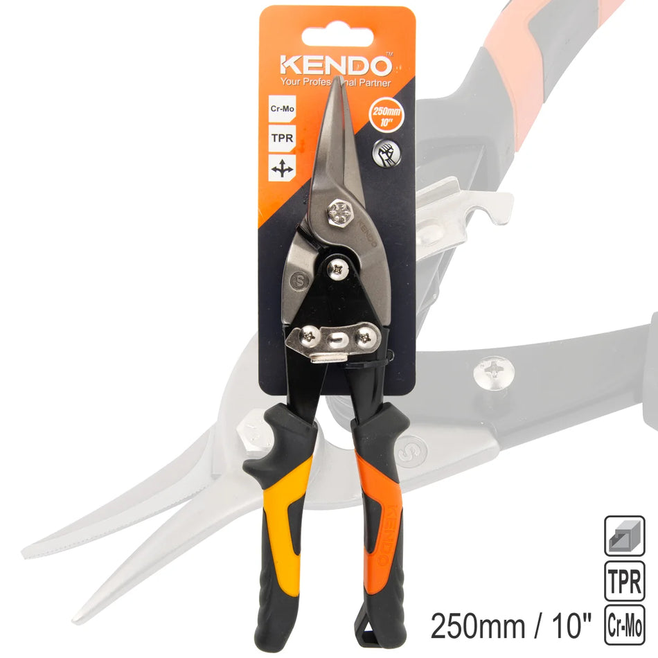 KENDO 30832 Aviation Tin Snips - Straight Cut 250mm / 10"