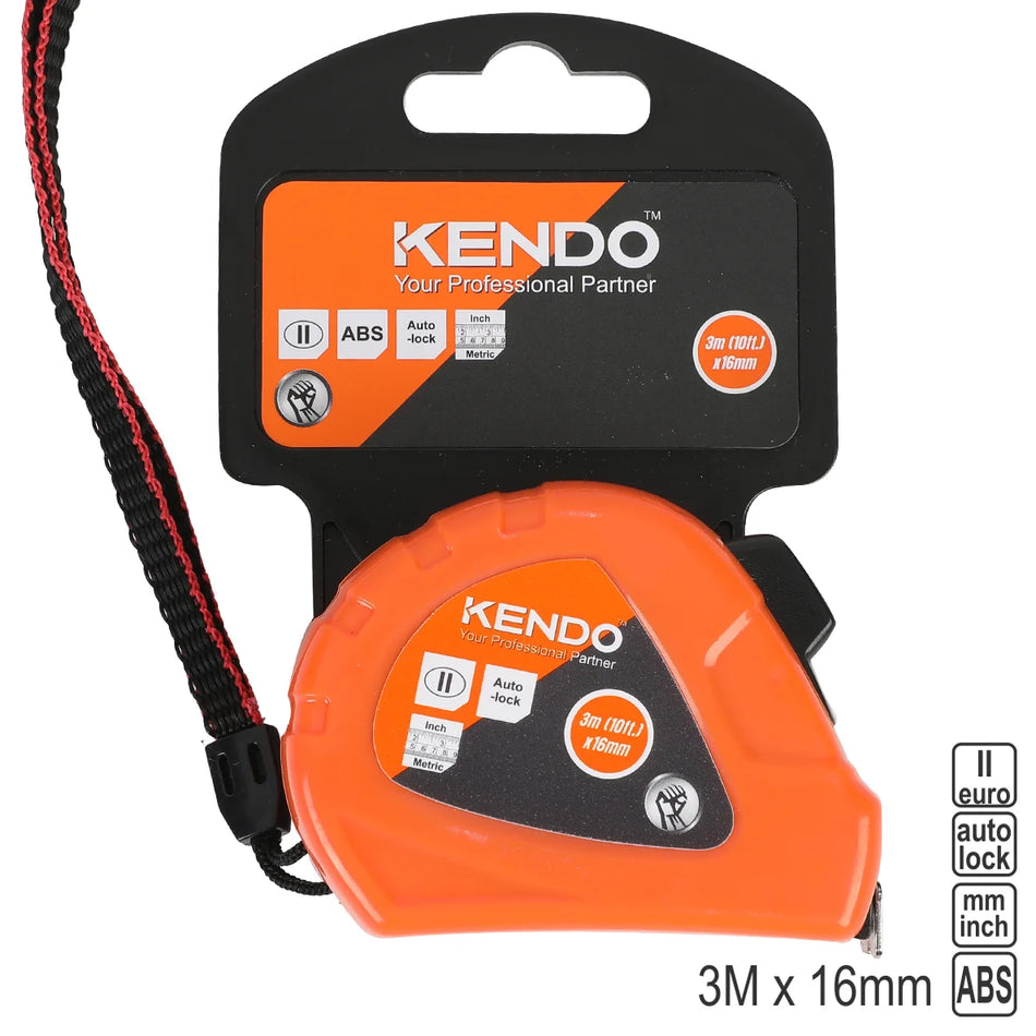KENDO Metric & Inch Tape Measure with Auto Lock