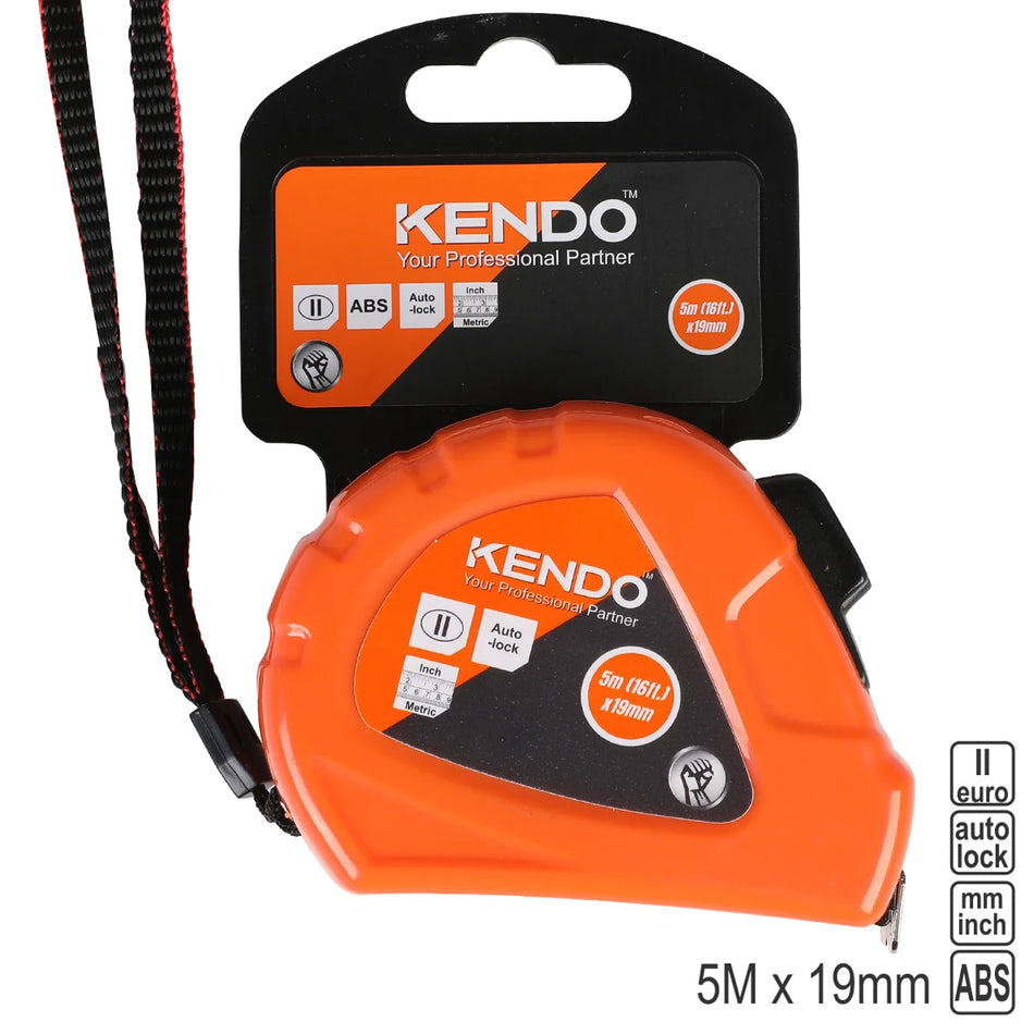 KENDO Metric & Inch Tape Measure with Auto Lock