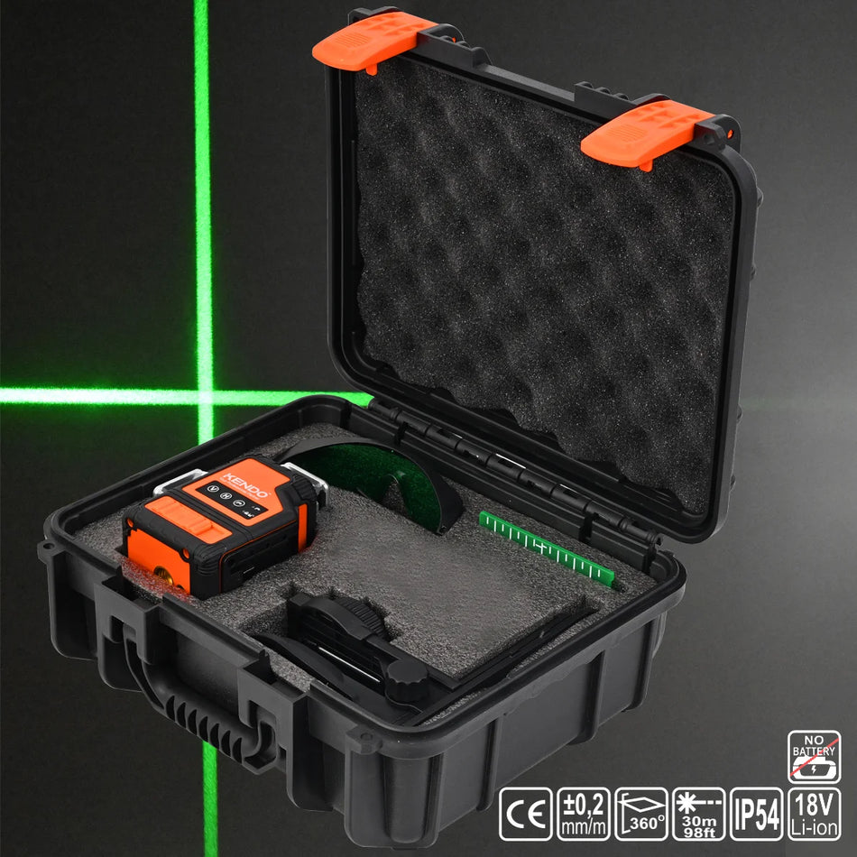 KENDO 35547 3x360° 3D Self Levelling Cross Line Laser
