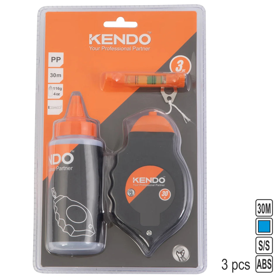 KENDO 45342 3pc Chalk Line Reel Set