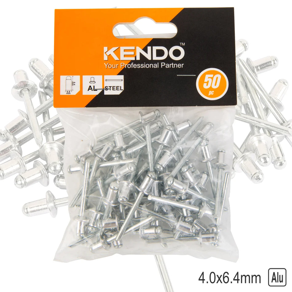KENDO 50pc Aluminum Rivets