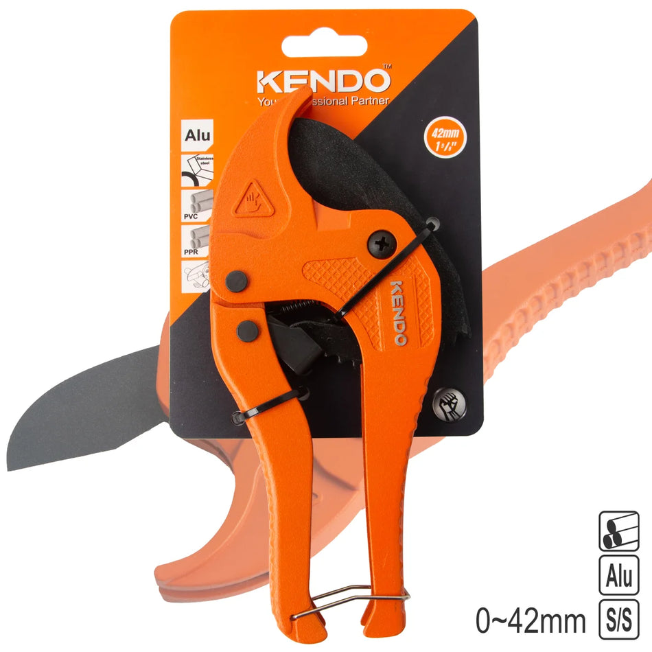 KENDO 50312 Ratchet PVC Pipe Cutter 0~42mm