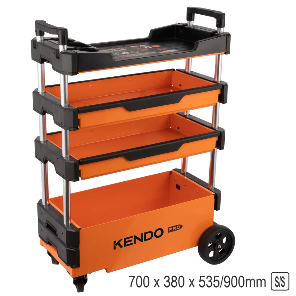 KENDO 90333 Foldable 4-Level Metal Tool Trolley
