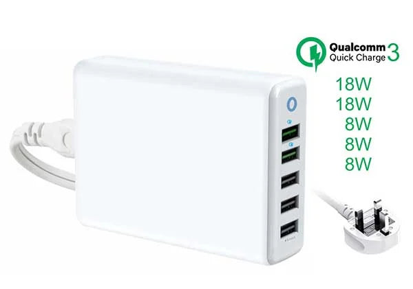 Φορτιστής USB FAST 5 Θυρών Συνολικής Ισχύος 60W με Καλώδιο - 10QC
