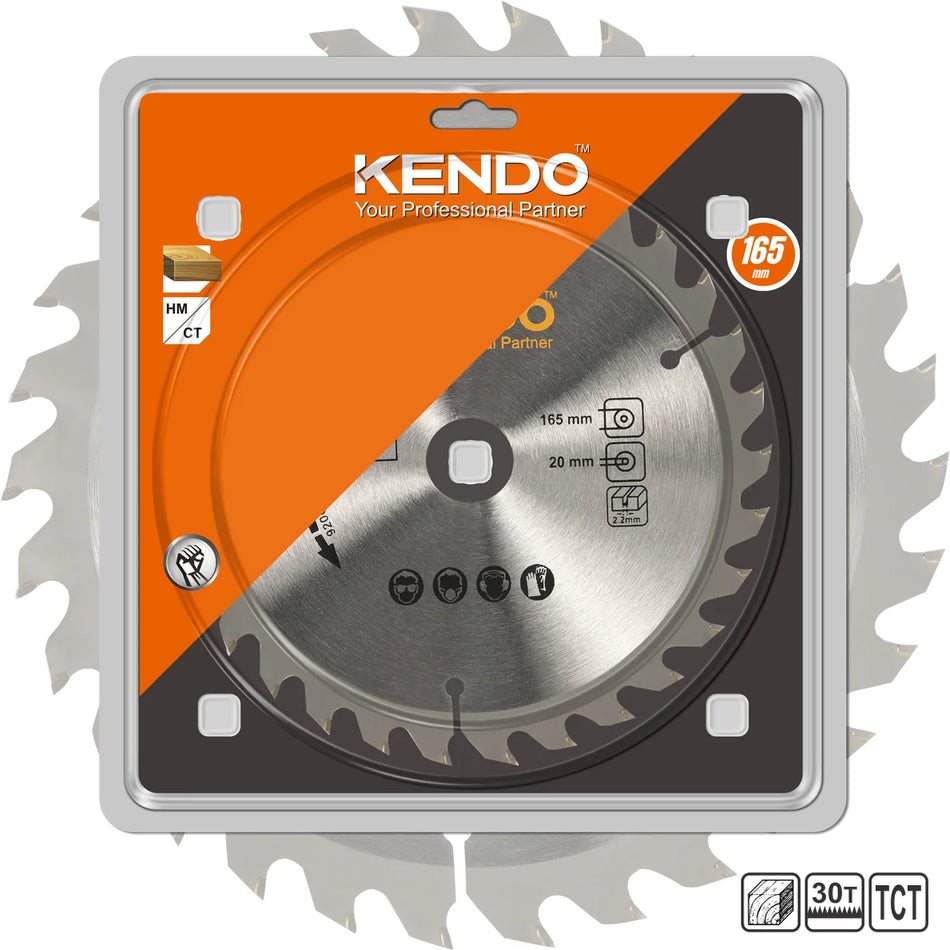 KENDO 62203112 TCT Circular Wood Saw Blade 165x30T