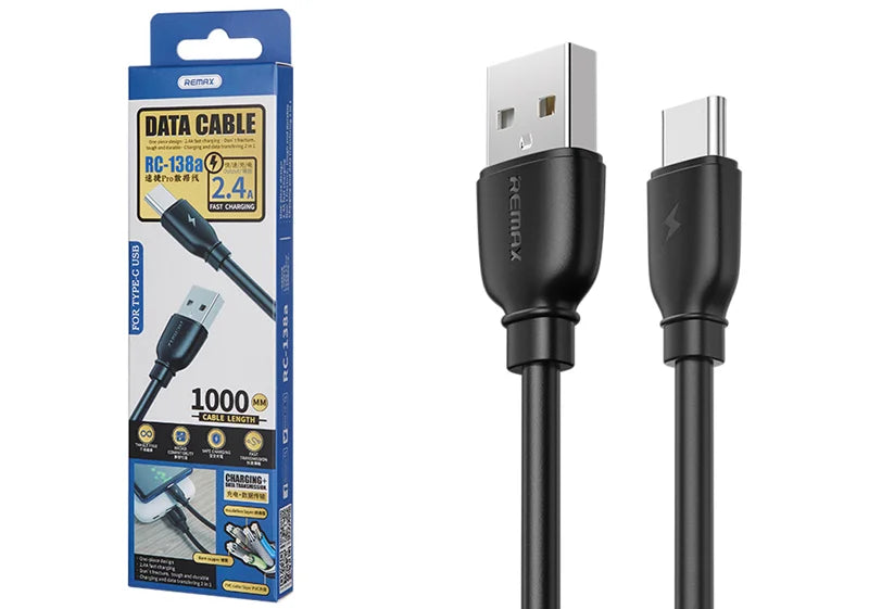 REMAX USB Type C 2.4A Cable, Fast Charging 1M RC-138a