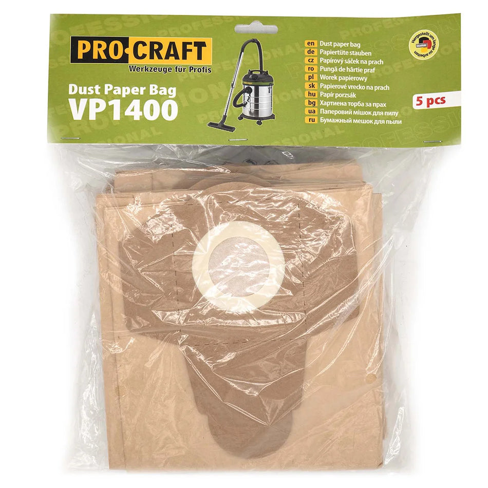 Pro-Craft Industrial Paper Dust Bags for VP1400 Vacuum (1400W)
