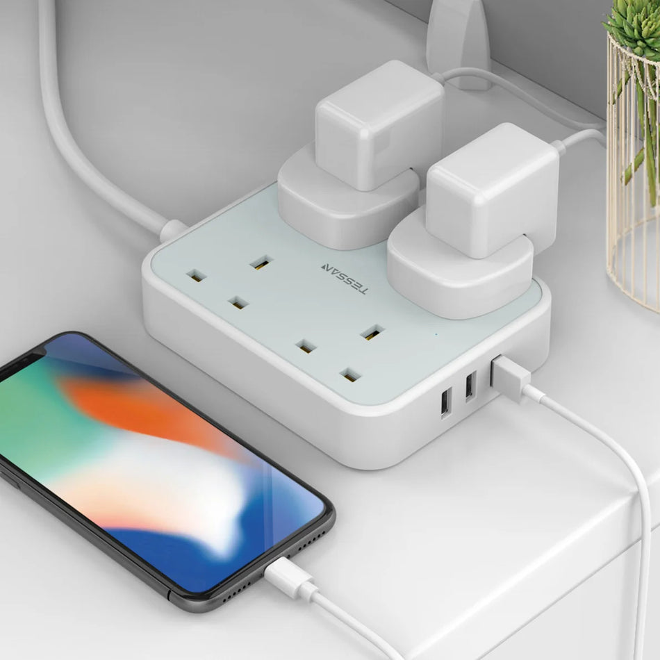 TESSAN 2M Outlet 4 Sockets + 3 USB - TS-202