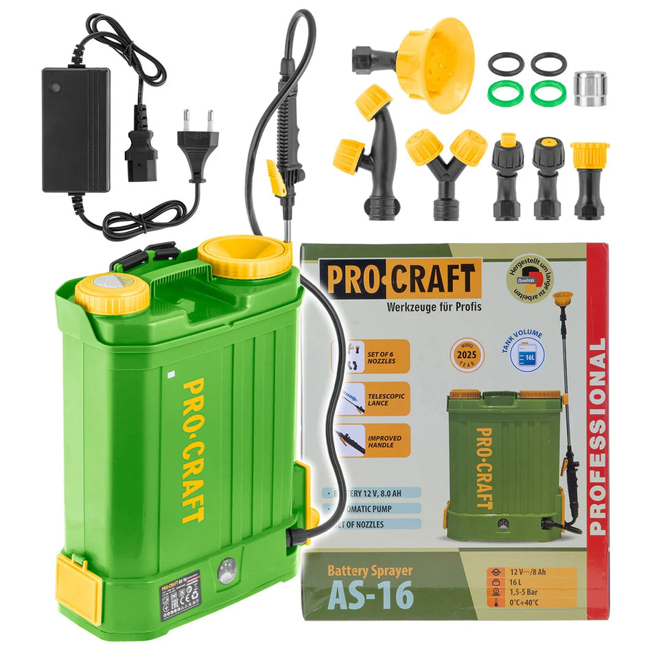 Pro-Craft- Cordless Sprayer 16Lt with Battery 8,0Ah- AS-16