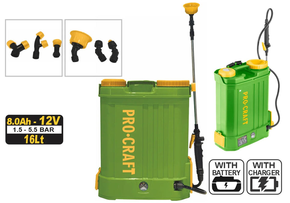 Pro-Craft- Cordless Sprayer 16Lt with Battery 8,0Ah- AS-16