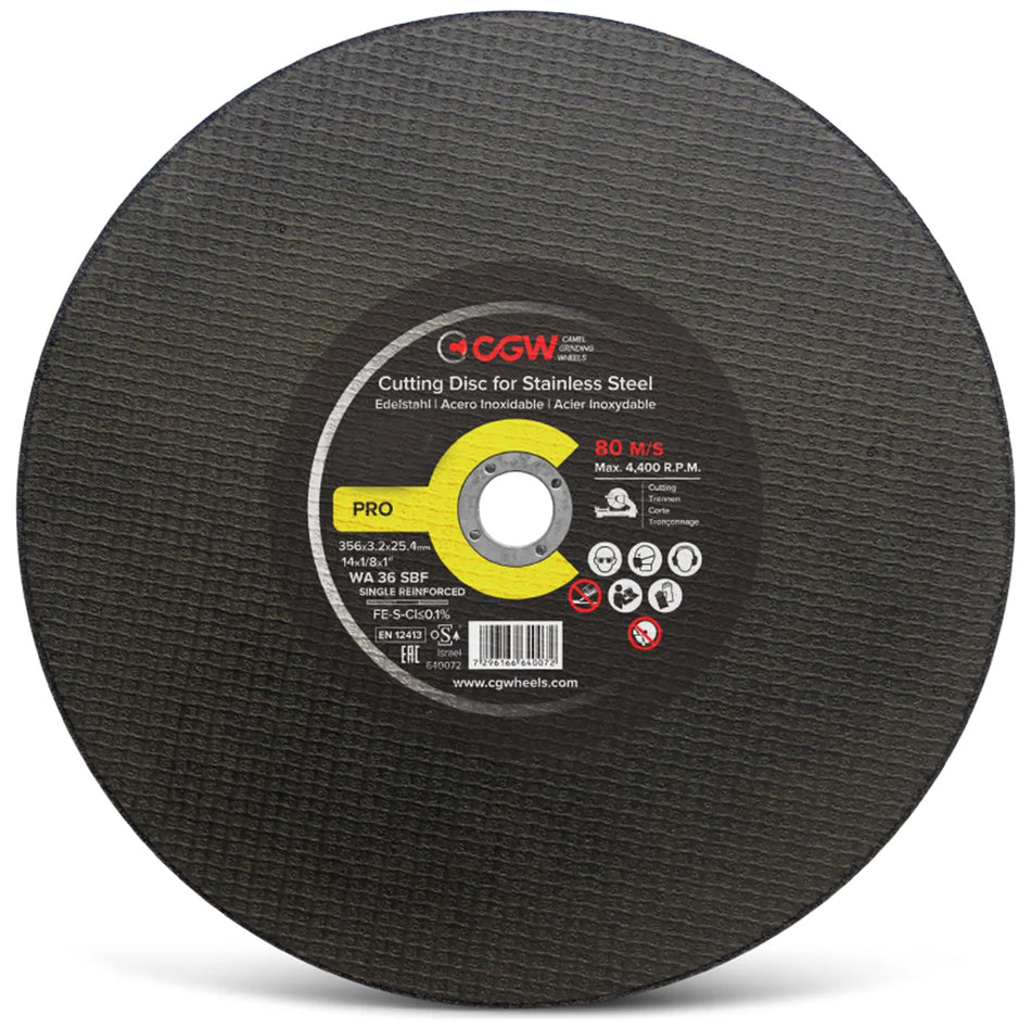 CGW Chop Saw Cutting Discs for Stainless Steel (white alum. oxide)