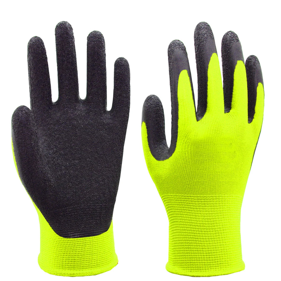 GLOVES Pro-Tekker LX388 (LA304) POLYESTER LINER BLACK WRINKLED WITH LATEX COATING
